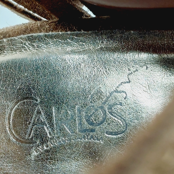 🔥 Carlos Santana Fringed Heeled Brown Suede Open Toe Ankle Booties - Picture 8 of 12